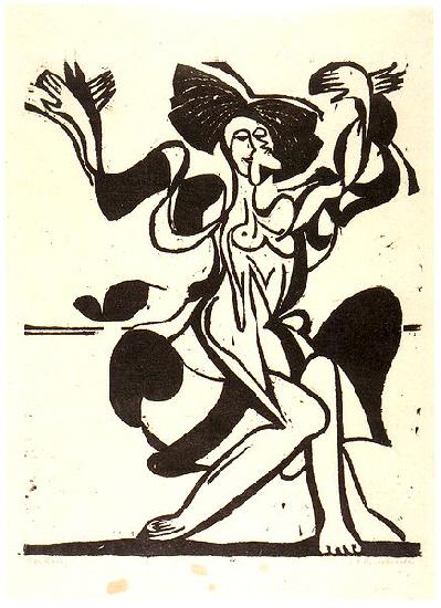 Ernst Ludwig Kirchner Dancing Mary Wigman - Woodcut Germany oil painting art
